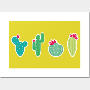 Cactus adorable prickly pear mexican modern pattern kawaii cacti Posters and Art